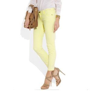 Current/Elliott Stiletto Jeans High Rise Ankle Skinny Acid Yellow Size 27 NEW